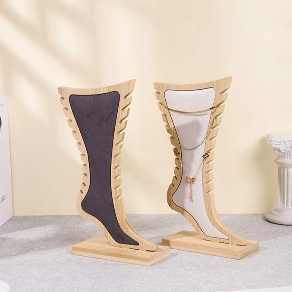Foot Shaped Necklace Display Stand Creative Elegant Velvet Wooden Board Holder Decoration Storage Jewelry Hanging Stand