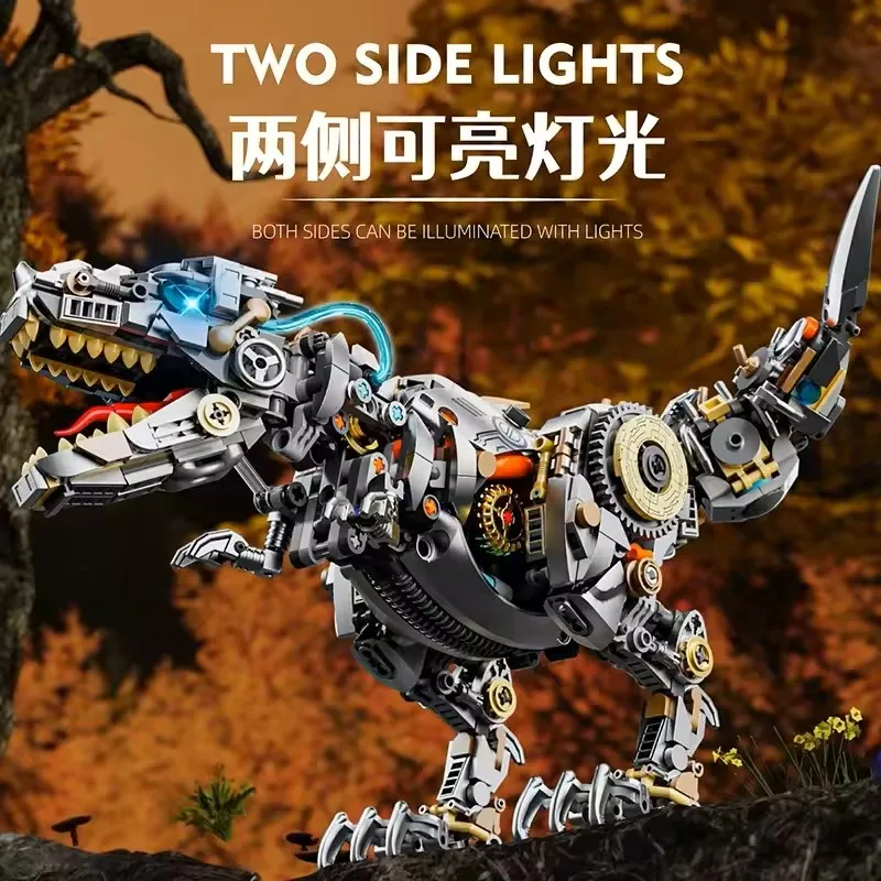

1268PCS Creative Mechanical Dinosaur Building Blocks Brick Tyrannosaurus Rex Animal With Light MOC Model Assembly Toy Kid Gifts