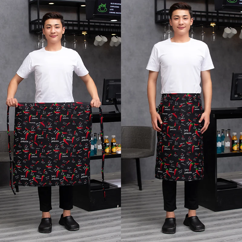 Catering Kitchen Apron for Women/Men With Pockets Work Mandil Cleaning Pinafore Restaurant  Chef Apron Shop Waiter Work Uniform