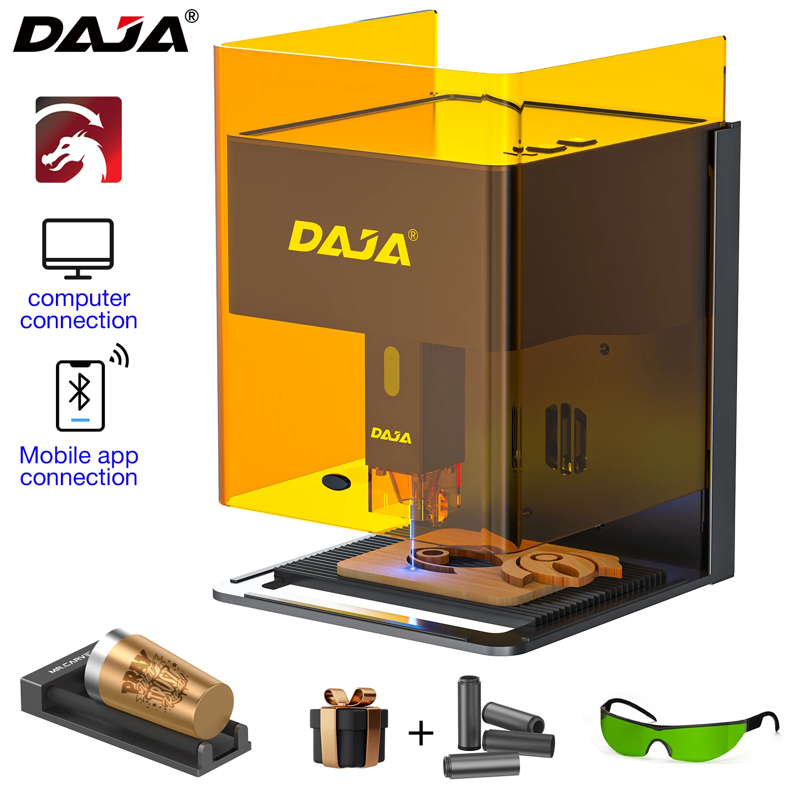 DAJA DJ6 Pro Lasergraveerder Draagbare veiligheidsafdekking Gesneden zakelijke graveermachine voor metaal Hout Acryl Glas Leer Kunststof