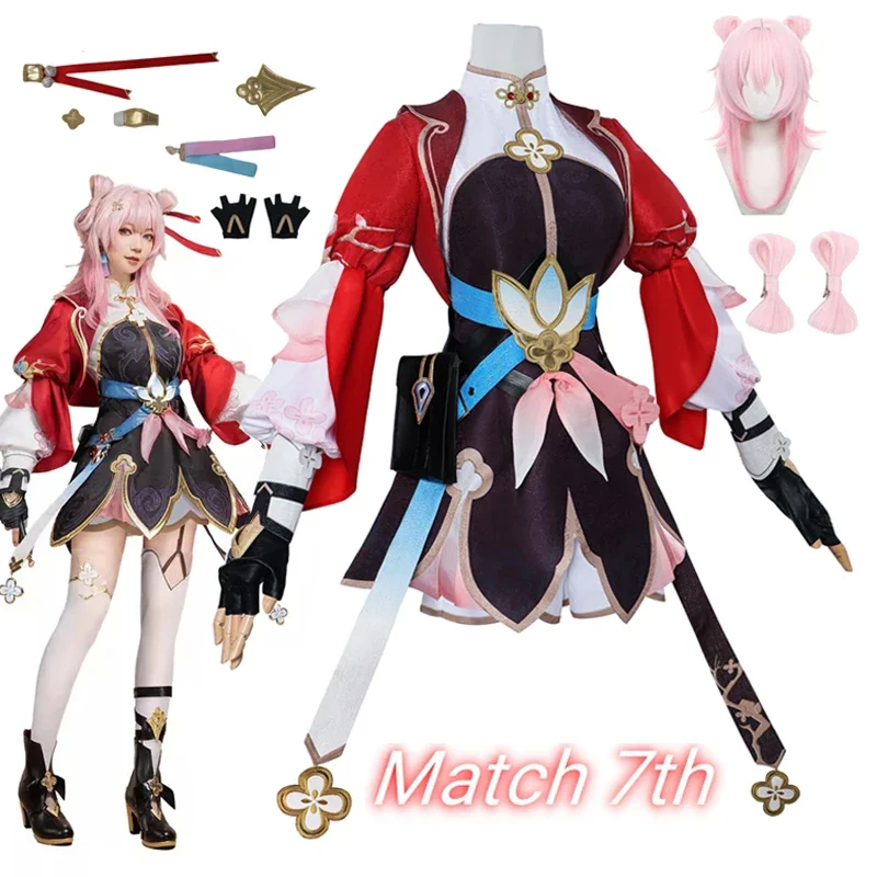 SN60 Game Honkai: Star Rail March 7th Full Set Cosplay Costume Uniform Dress with Accessories Women Girl Halloween Carnival 5&8$