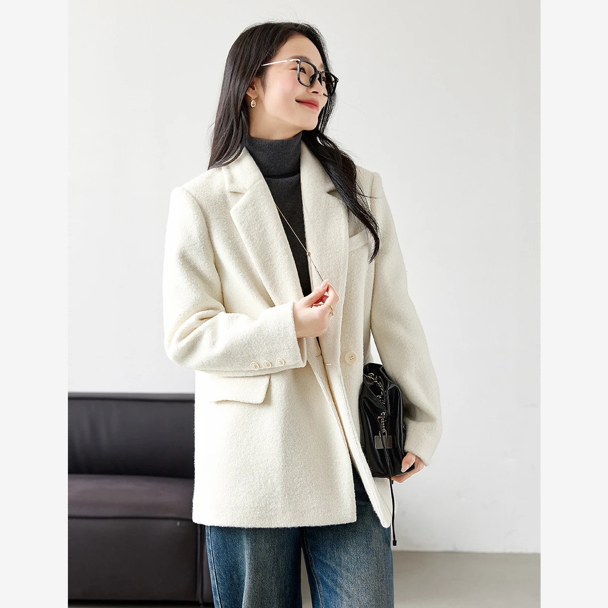 

VIMLY женское абрикосовое длинное пальто на заказ, стеганый пиджак с длинными рукавами, зима 2025, утепленная офисная женская верхняя одежда большого размера M9357