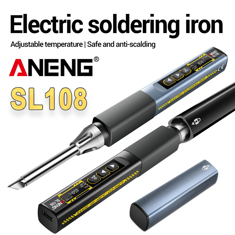 ANENG SL108 Electric Soldering Irons kit PD 96W QC Adjustable Temperature Fast Heat Portable Digital Smart Soldering Iron Tools