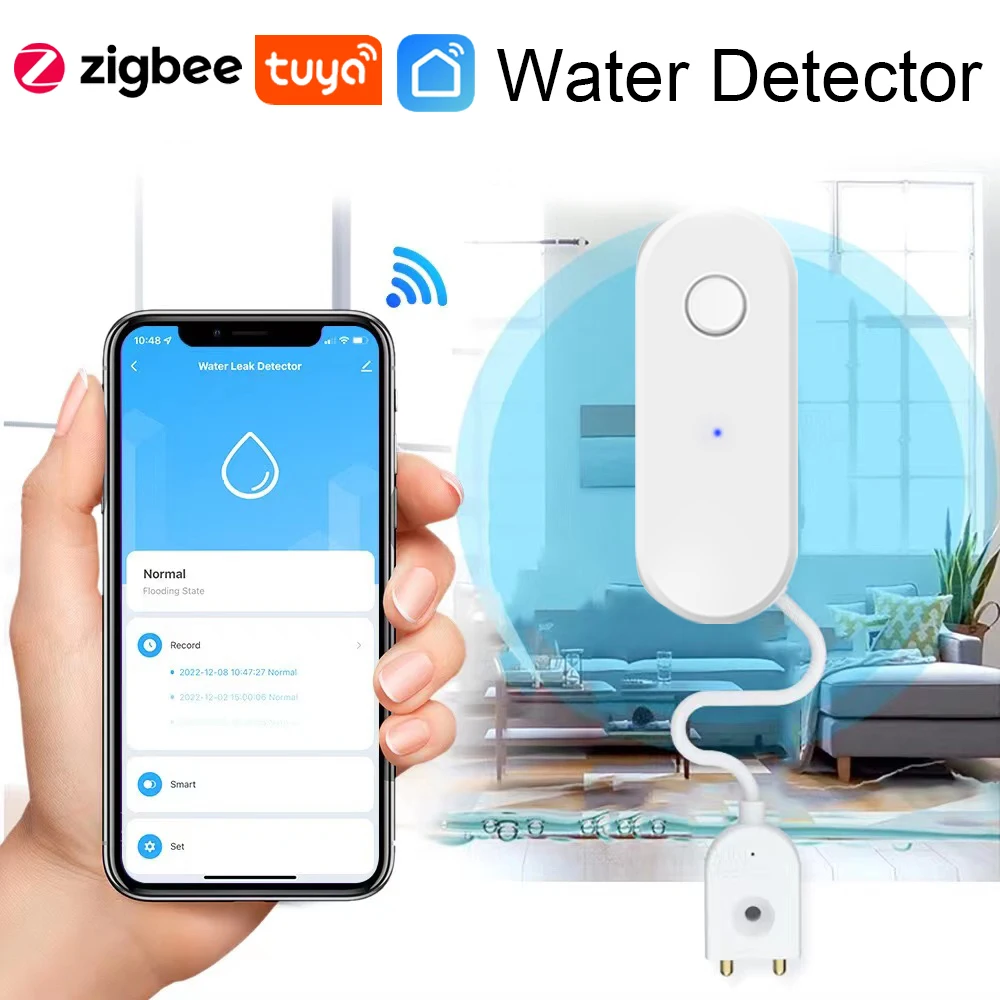 Zigbee Water Sensor Leak Detector Tuya Smart Wireless Water Level Leakage With Smart Life App Alert Work With Zigbee Gateway