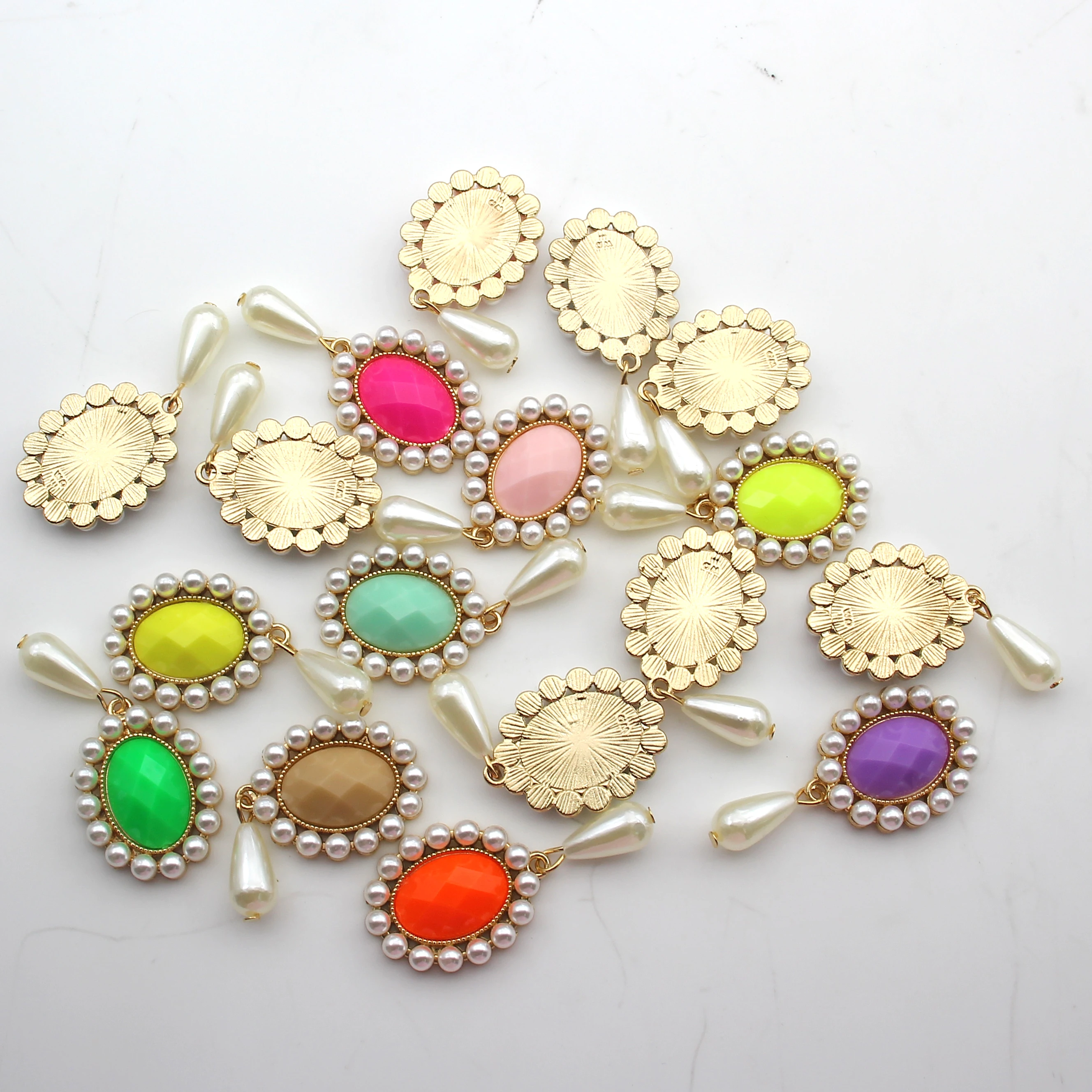  5Pcs 2.2×4.8cm Vintage Crystal & Pearl Sew On Patch Rhinestone Applique For Bridal Dress Shoe Decoration