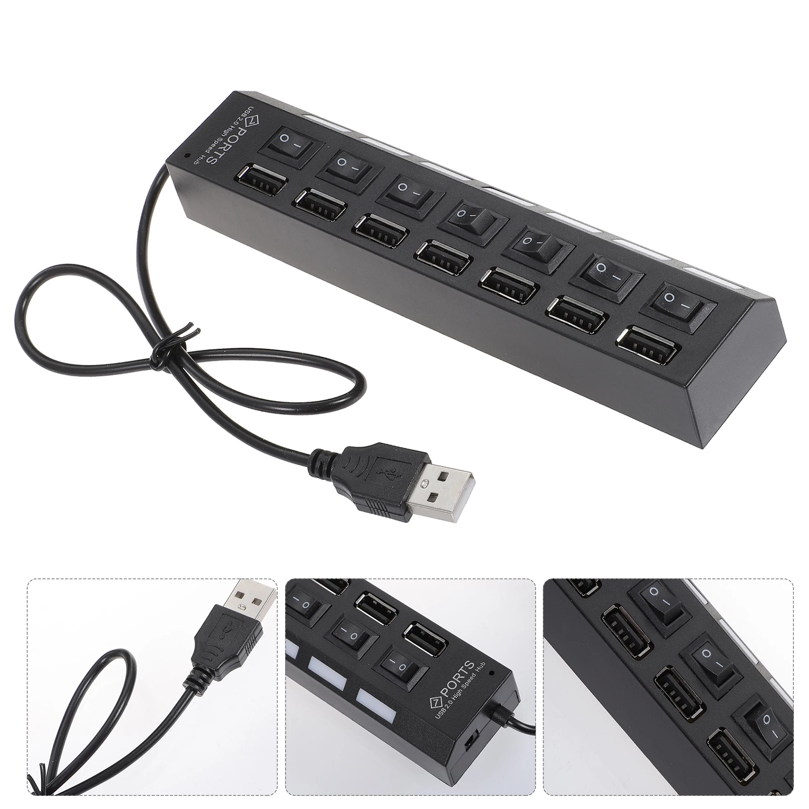 

7 Port 2 0 Hub Portable High Speed Laptop Adapter Splitter Computer Multiple Ports USB Connectors Extra Ports for Laptops USB