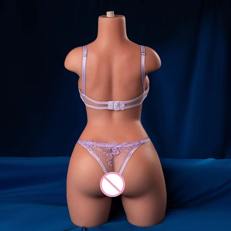 QUBAN Silicone sex doll 15KG large chest half body doll wheat colored breast male masturbator 2-hole vaginal anal adult sex toy