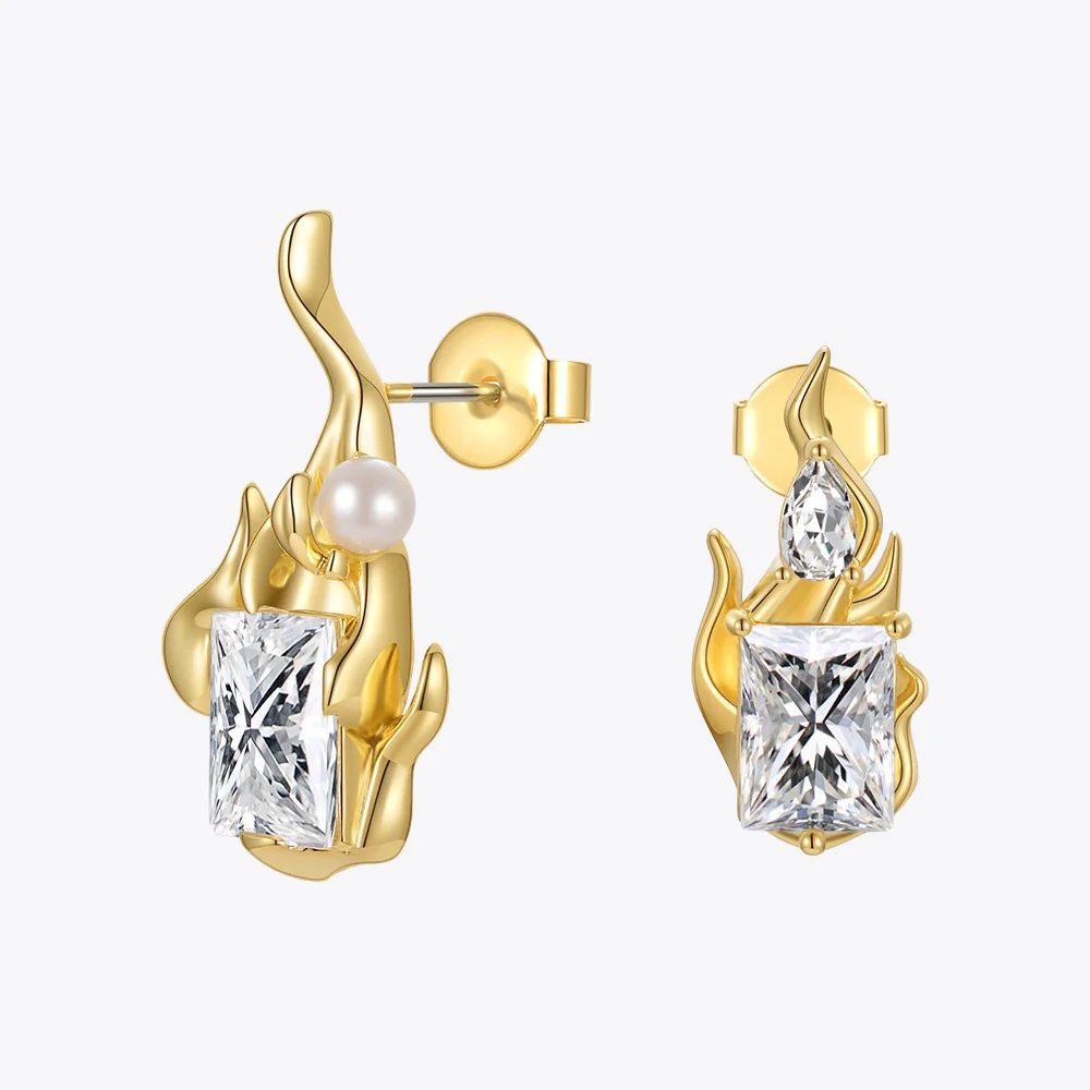 

ENFASHION Flame Zircon Earrings For Women Gold Color Stud Earings 2021 Piercing Fashion Jewelry Wedding Pendientes E211290