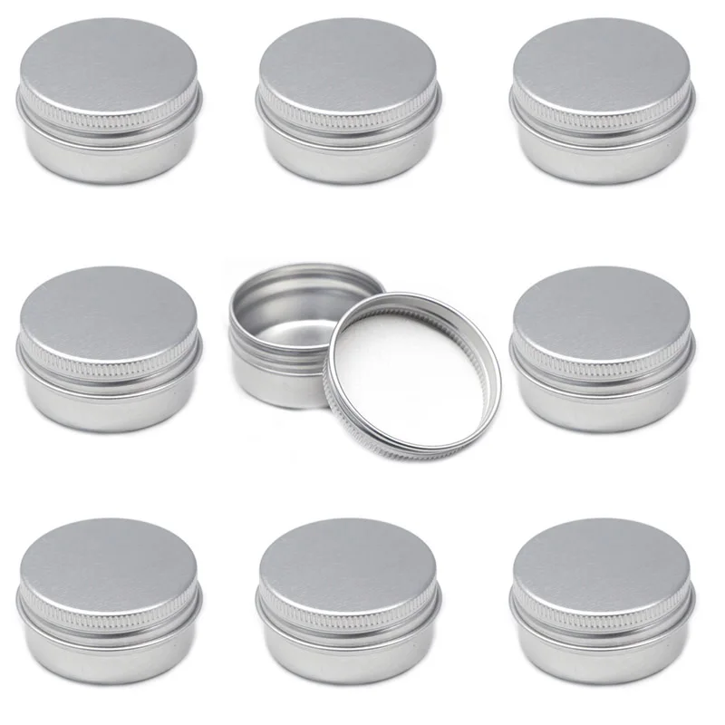 Empty Round Portable Aluminum Box Metal Tin Cans DIY Cream Refillable Silver Jar Tea Pot 5 10 15 20 30 50 60 80 100 110 150 200g