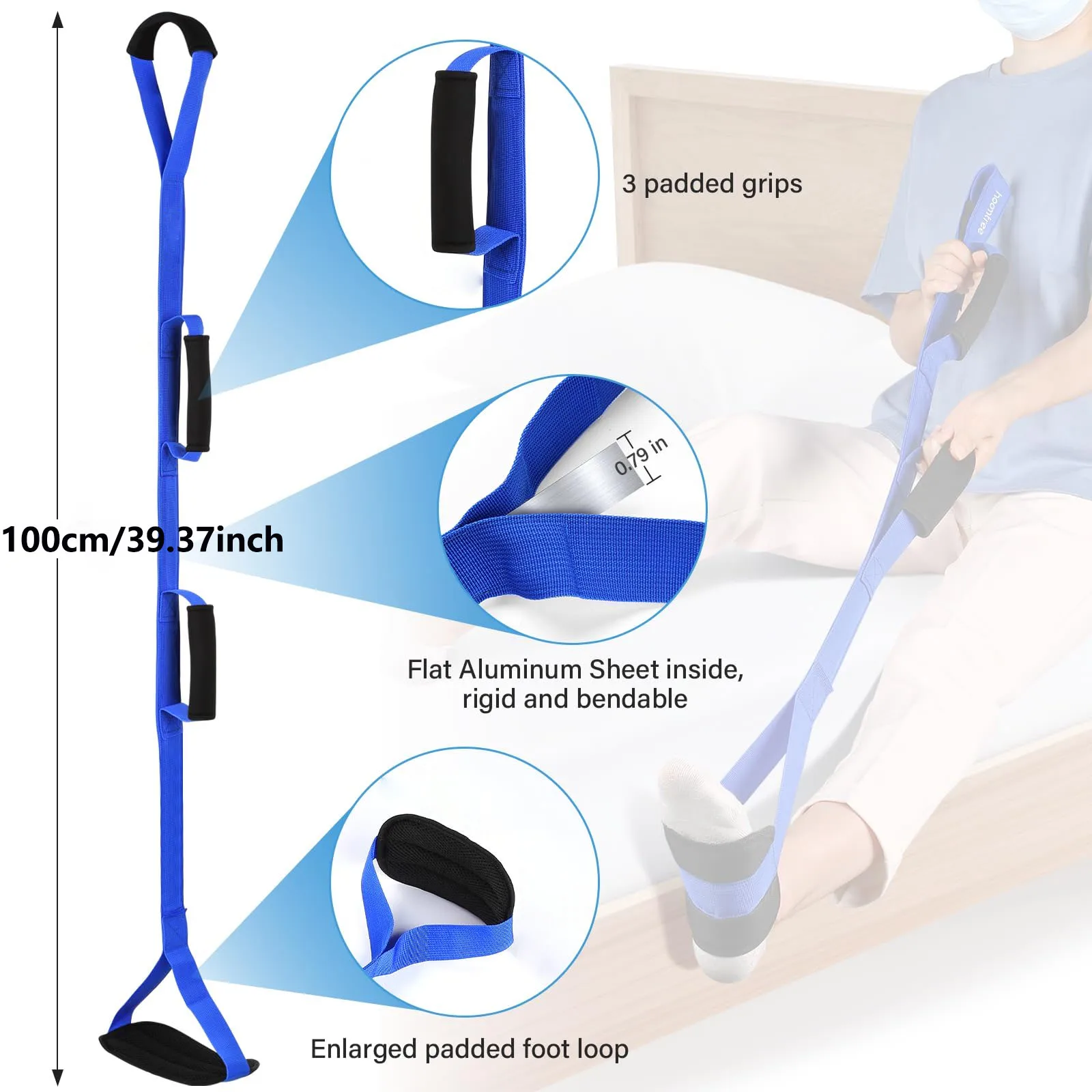 1pc Adult Leg Lift Strap for Joint Knee Rehabilitation, Bed Mobility Aid, Foot Elevator, Easy In and Out of Bed