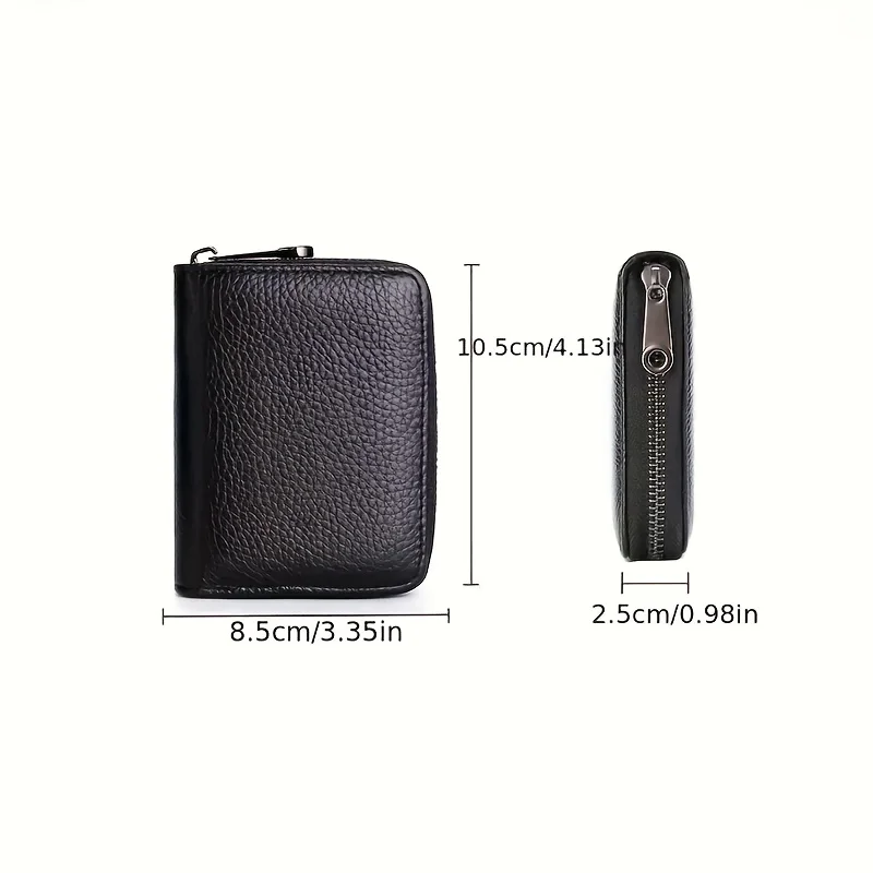 Mini portafoglio uomo multi-carta classico minimalista, portamonete da donna con blocco RFID con cerniera, porta carte di credito unisex in tinta unita