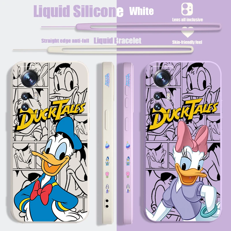 Disney Donald Duck Liquid Left Rope Phone Case For Xiaomi Mi A3 9 10 11 12 13 Note 10 Lite SE T X i Pro Shell Soft Cover Capa