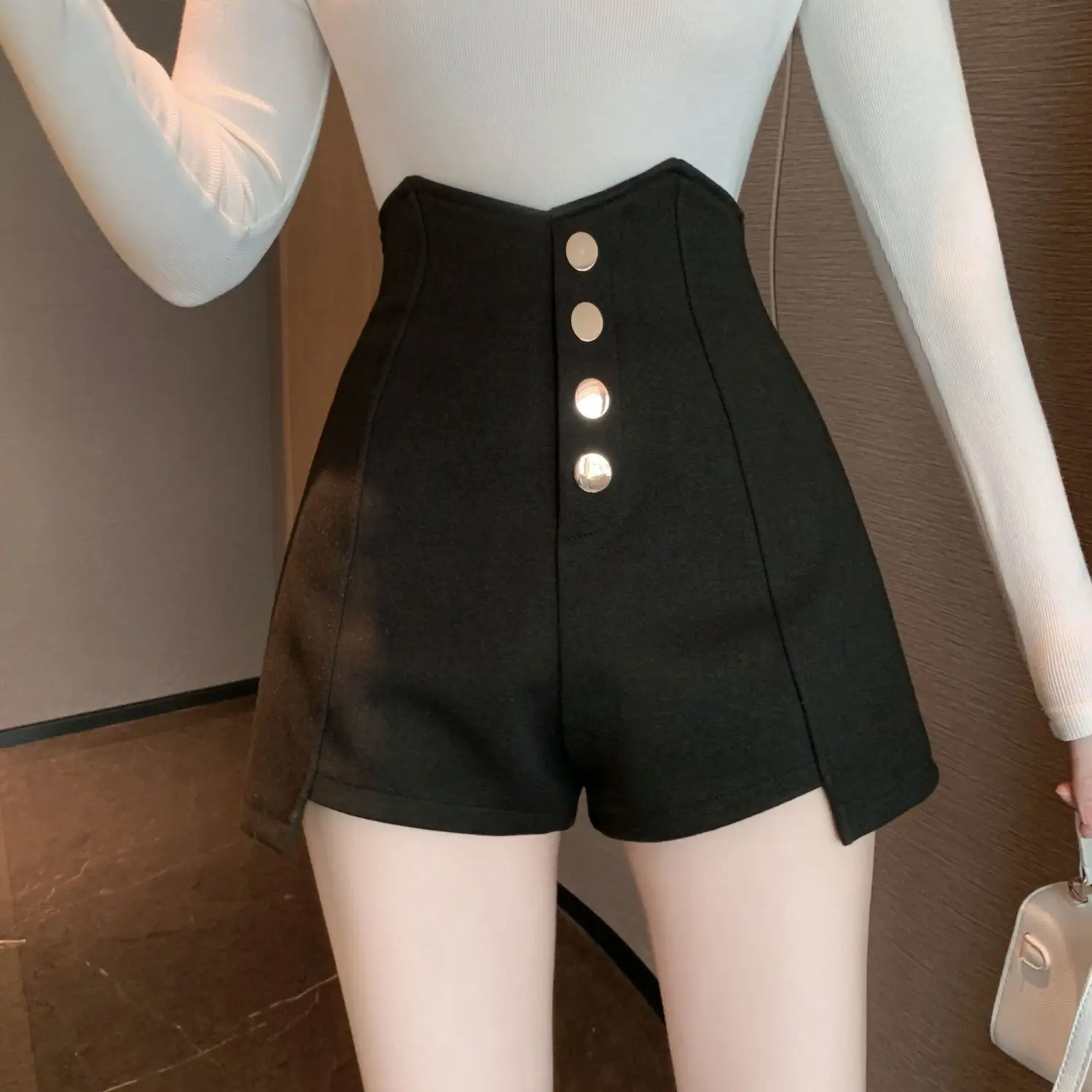 Summer Big Size Irregular Shorts Women High Waist Ingle-breasted Wide Leg A-line Skirt Casual Fashion All-match Skinny Hot Pants