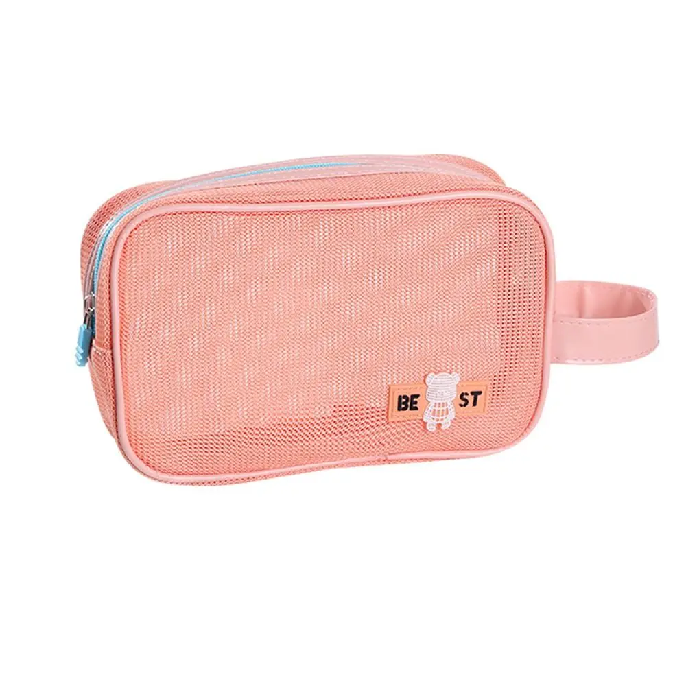 

Высококачественная сетчатая косметичка большой вместимости на молнии, портативная сумка для хранения туалетных принадлежностей с ручкой, дорожный органайзер