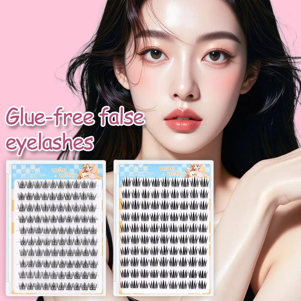 Glue-free False Eyelashes Single Cluster 10-12MM C-curled Natural Self-adhesive false Eyelashes for Beginners Makeup Tool G7P8