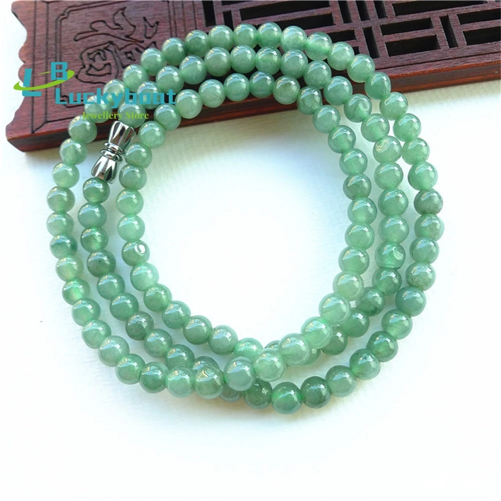 Jade Ice Oil Permeable Green Necklace A 108 Buddha Beads  Bracelet Jade Chain