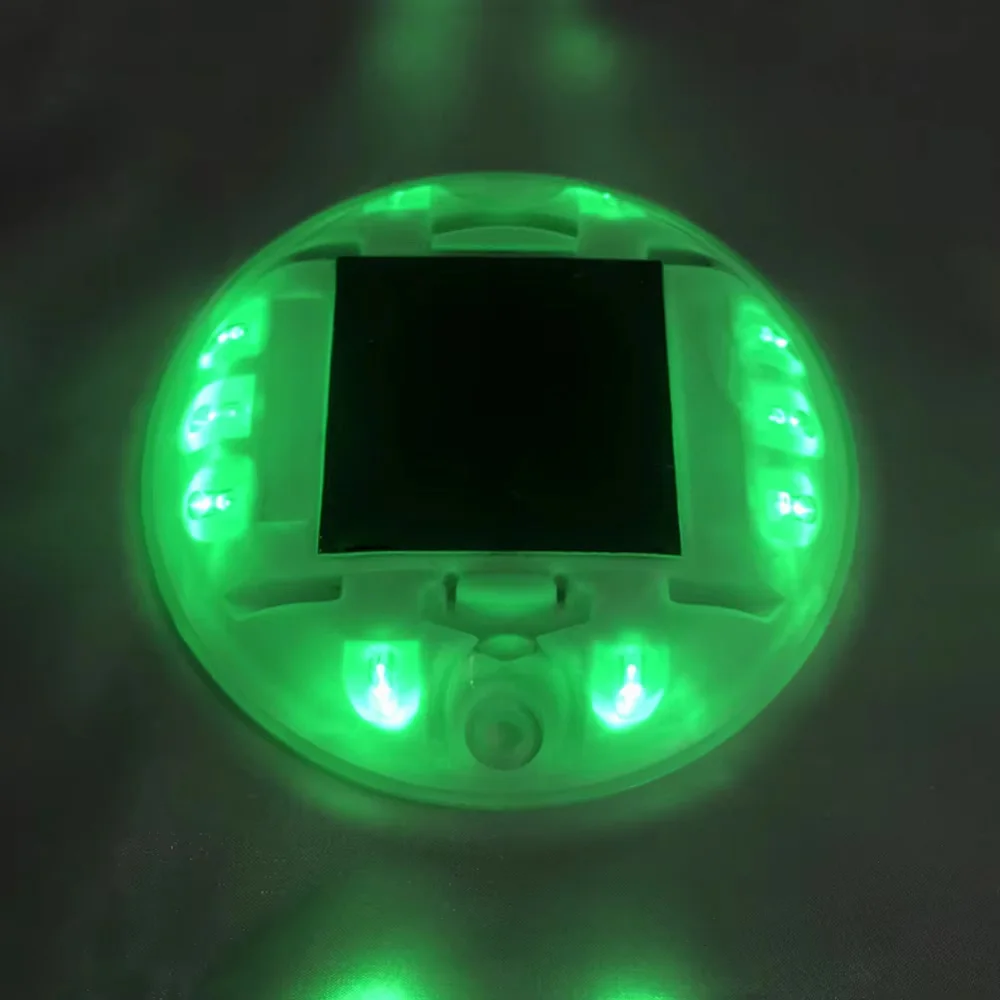 Hemispherical Solar Pavement Light - High-Visibility Green Oval LED Marker for Road/Traffic Safety