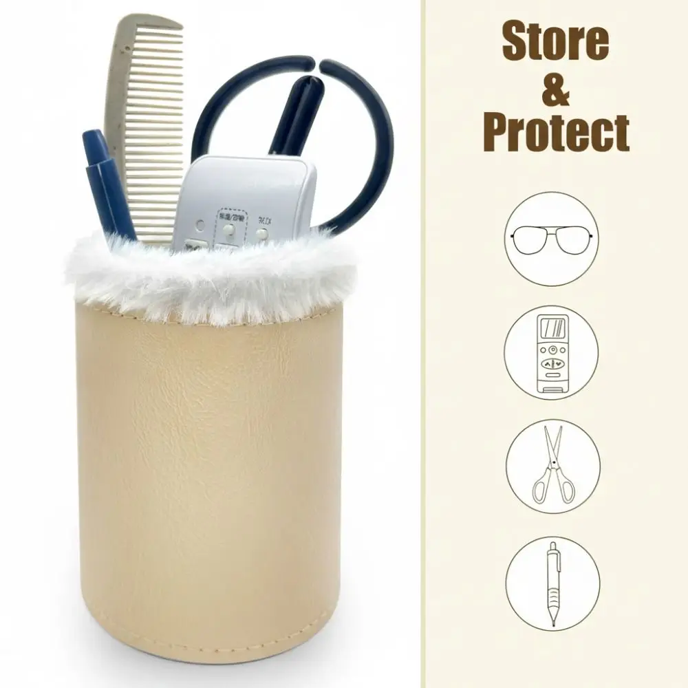 

Portable Lined Eyeglass Holder Anti-scratch Solid Color Glasses Holder PU Leather Pen Holder For Nightstand