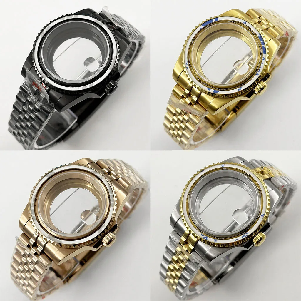 

40MM NH34 NH35 NH36 NH38 NH70 NH72 Waterproof Glide Lock Clasp Sapphire Crystal SUB Watch Case ETA2824 PT5000 Case 120 Clicks