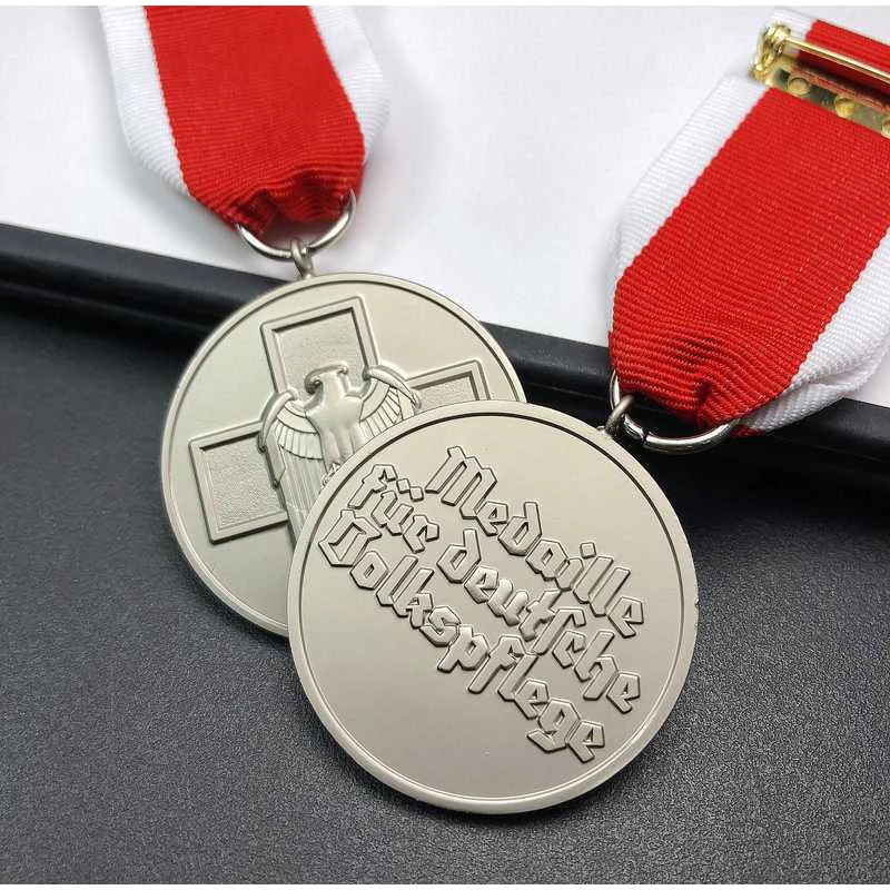 شارة تذكارية فضية دائرية من الحرب الألمانية، وسام شريطي، زخرفة تذكارية للحرب، هدية خاصة للحرف اليدوية