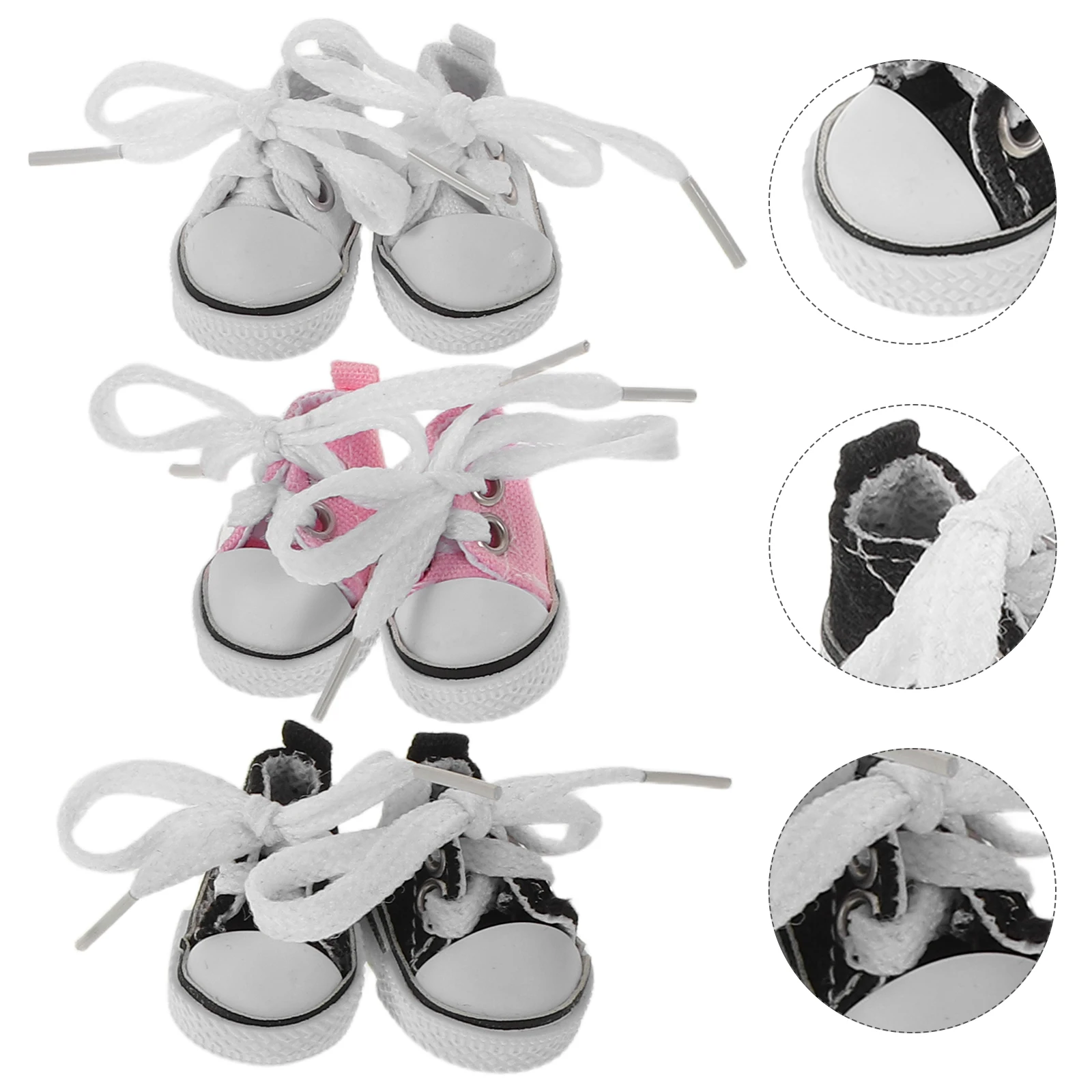 3pcs Mini Shoes 17Cm Miniature Canvas Sneakers For Dollhouse Dress Up Accessories Replacement Decor Play Set Accessory
