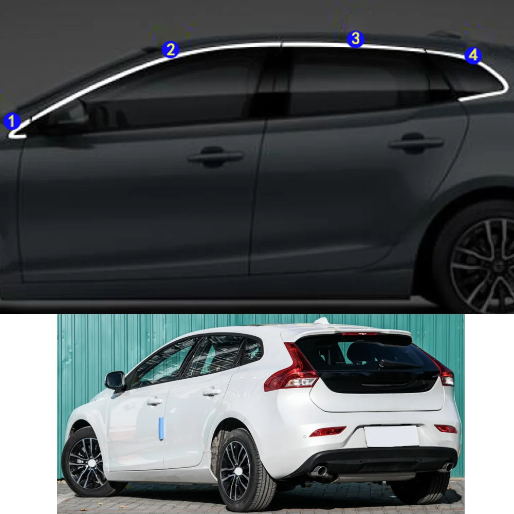 

For Volvo V40 2013 2014 2015 2016 2017 2018 2019 2020 Car Sticker Garnish Pillar Window Middle Strip Trim Frame Hoods