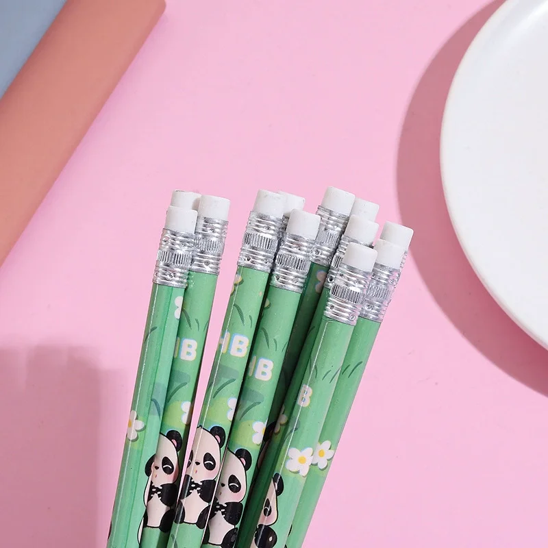 10 sztuk/partia Śliczne ołówki z kreskówkowymi motywami Kawaii, ołówki drewniane HB z gumką w kształcie zwierząt, artykuły papiernicze do szkoły, biura, pisania i rysowania — zdjęcie produktu 5