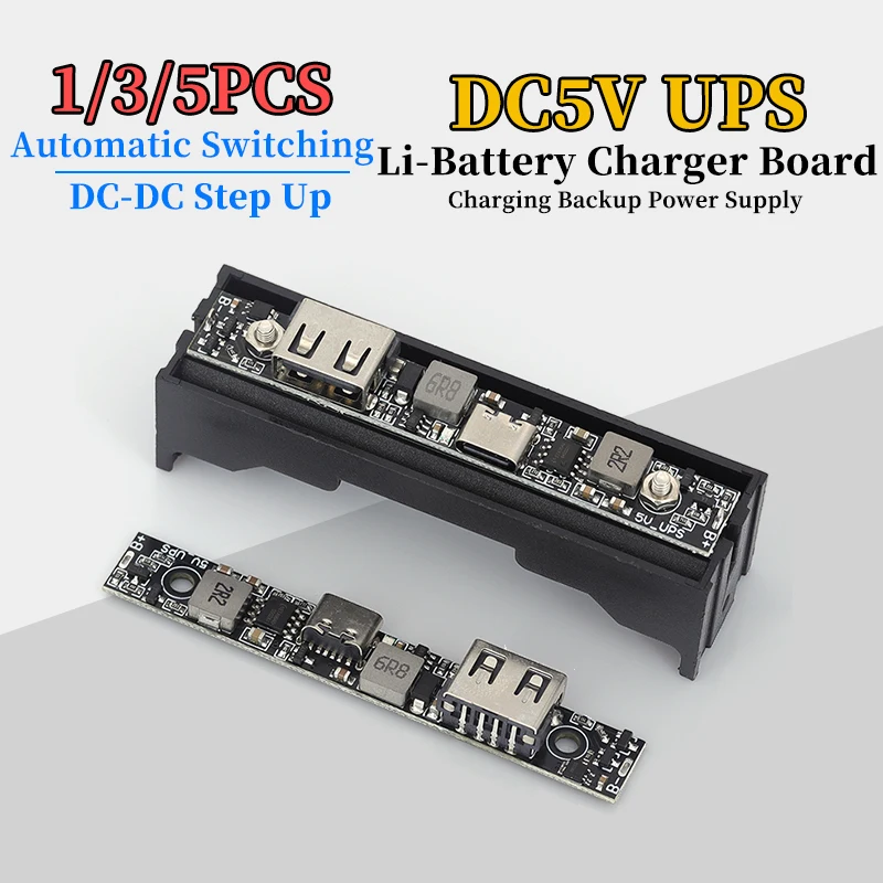 1/3/5Pcs DC5V 18650 Li-Battery Charger Board DC-DC Step Up Booster UPS Converter Charging Backup Power Supply