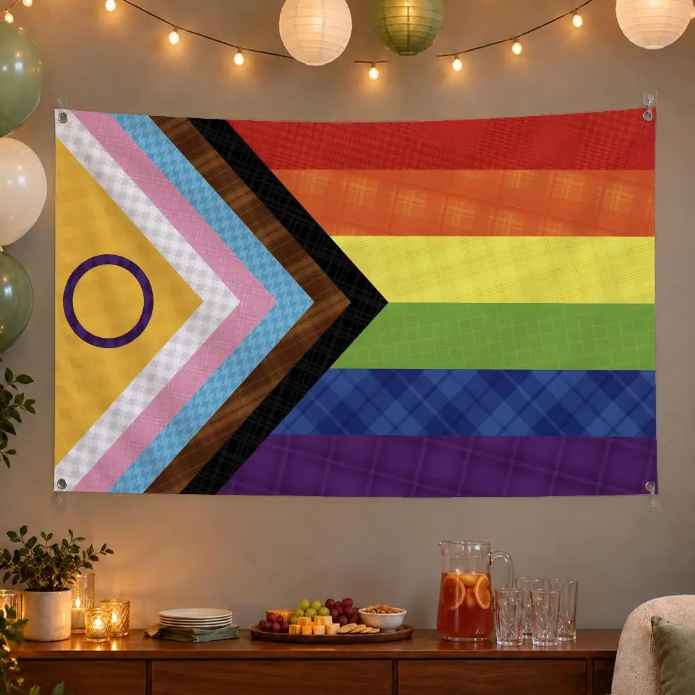 Colorful Pride Progress Pride Flag Flags Wall Hanging Banner Indoor Outdoor Party Home Wall Decor Backdrop