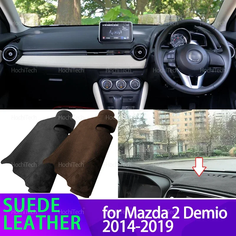 Anti-UV Wildleder Dashmat 2015 2016 2017 2018 Armaturenbrettbezug Sonnenschutz Teppich Pad für Mazda 2 Mazda2 Demio 2014 ~ 2019