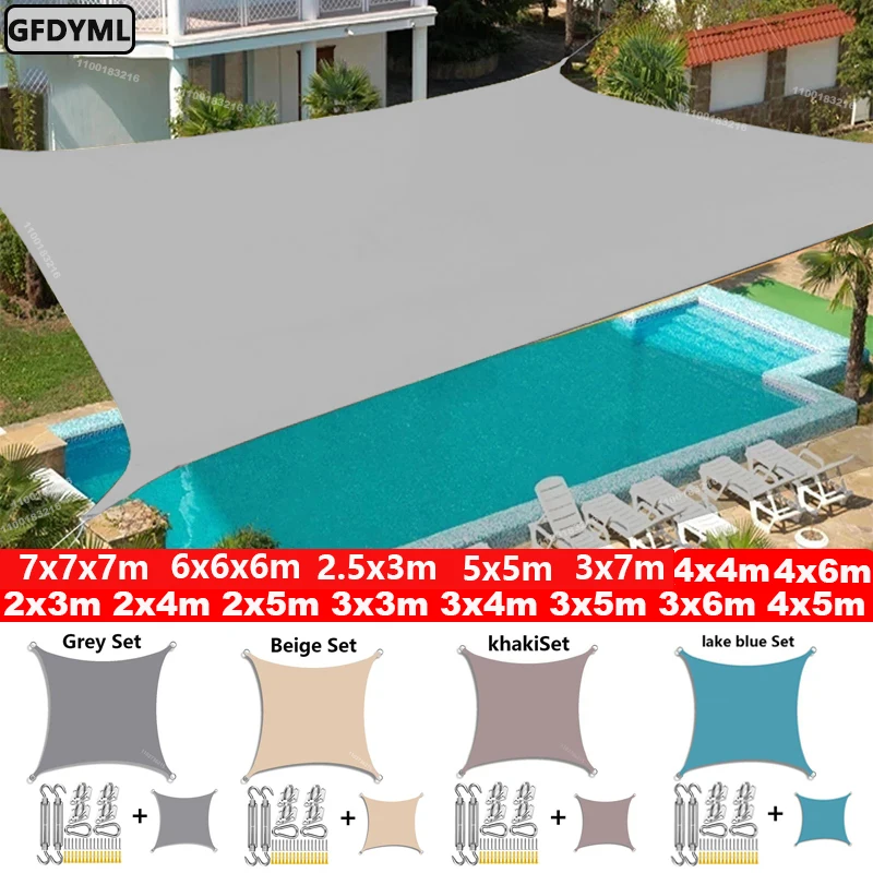 5X4m Waterproof Large Sun Shelter Sunshade Protection Outdoor Canopy Garden Patio Pool Shade Sail Awning Camping Shade 