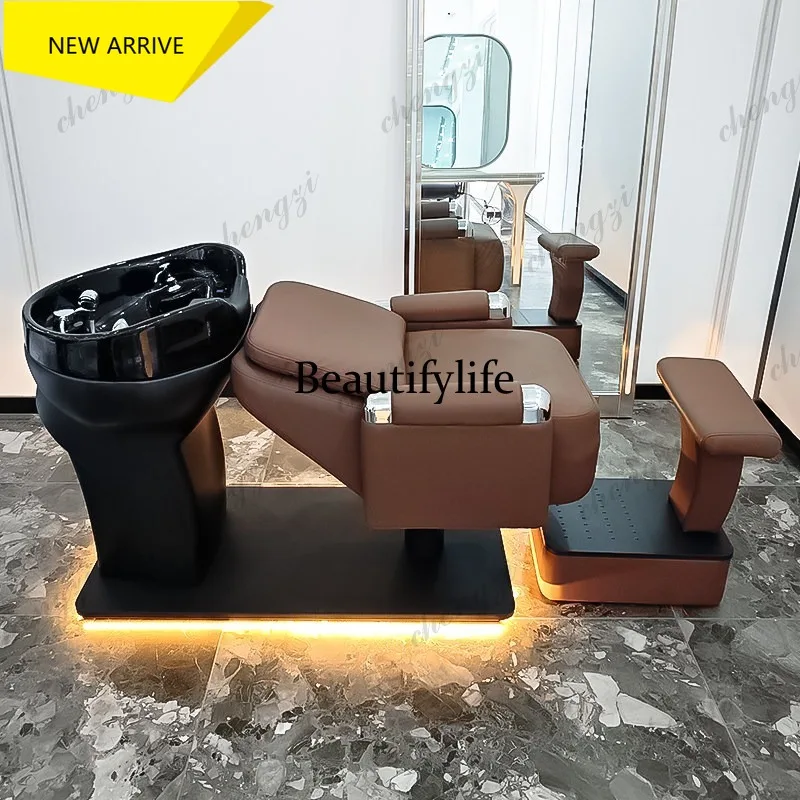 E153 Hair Salon Barber Shop Shampoo Bed Hair Salon Flush Hair Salon Special Ceramic Basin Punch Bed