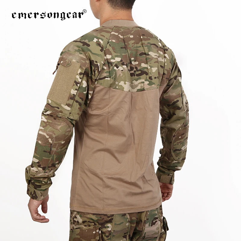 Emersongear, camisas de combate táctico, camisetas para hombre, camisetas de caza al aire libre, ropa Airsoft, camiseta de manga larga de camuflaje para senderismo MC