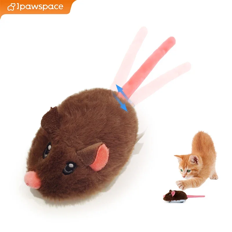 

IPAWSPACE Interactive Motion Activated Mouse Cat Toys USB Rechargeable Interactive Cat Toy Sound Mouse Pet Toys for Kitten
