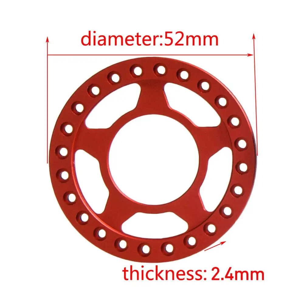 MIBIDAO-Liga de alumínio Beadlock Jantes, anéis exteriores para Axial SCX10, TRX4, 1:10 RC Crawler Car, modelo de caminhão, 1.9 ", 52mm, OD, 4pcs