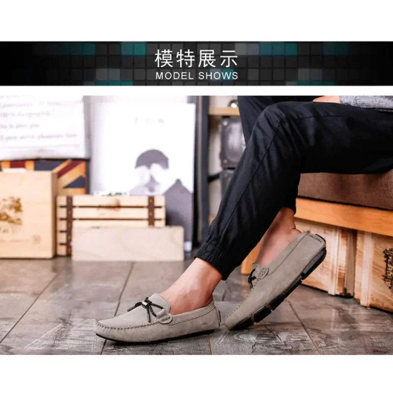 Mocassins en cuir souple pour hommes, chaussures de conduite à enfiler, printemps et automne, été