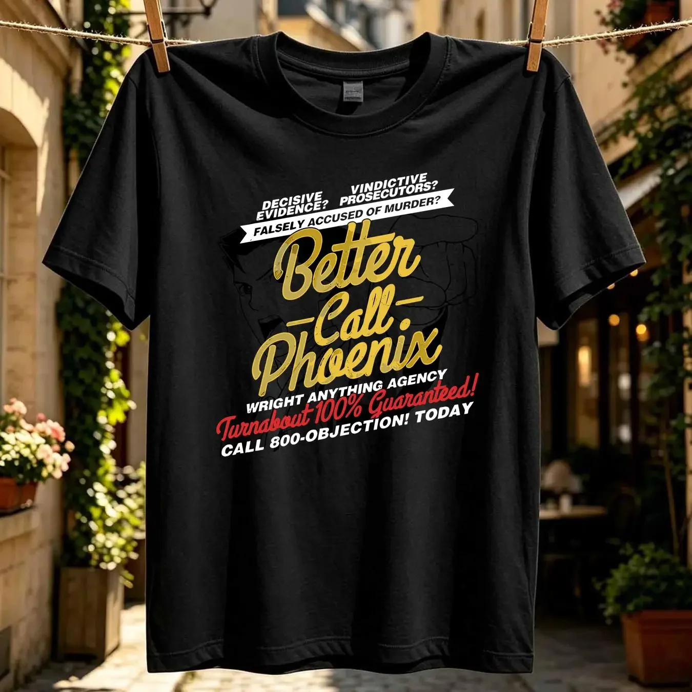 washed T Shirt Ace Attorney Better Call Phoenix Men's vintage Washed Unisex Slightly Breathable fashion homme designer clothes