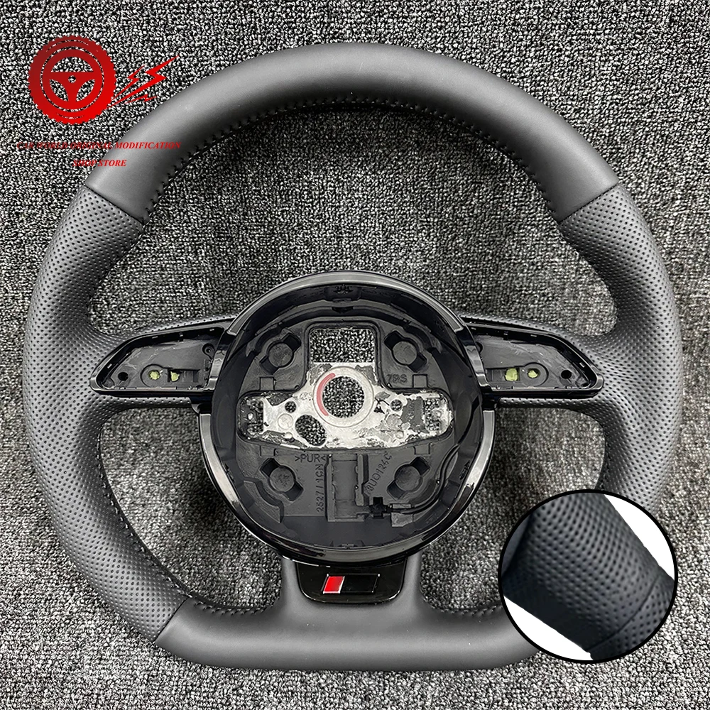 Hochwertiges Leder-Lenkrad mit schwarzer Linie für Audi A3 A5 A4 A4L RS3 RS4 RS5 S4 S5 B8 B8.5 Autolenkrad