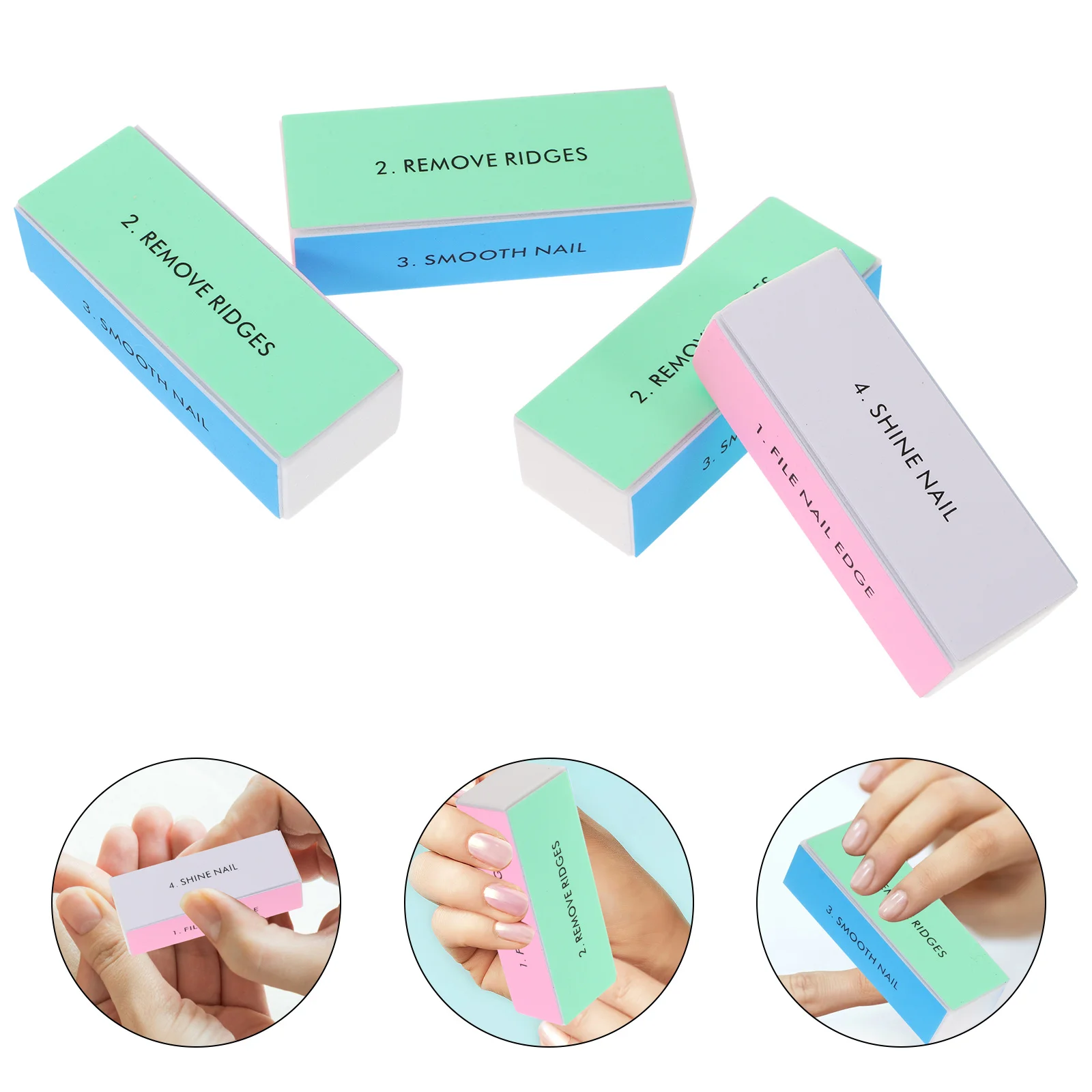 

10Pcs Nail Buffer Sponge File Set with Washable Sanding Block for Natural False Nails Shine and Smooth Buffing
