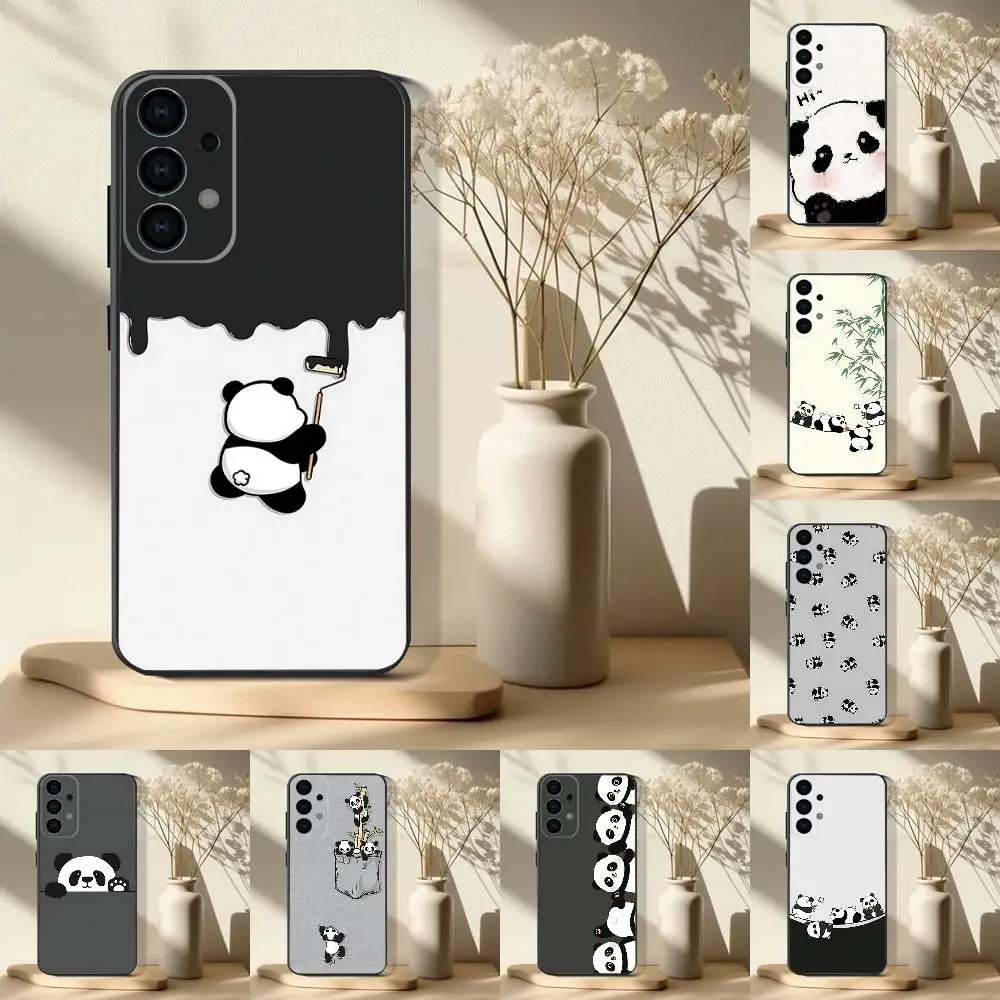 

Phone Case For Samsung S 25,24,23,22,30,21,10,9,Ultra,Plus,Lite,FE,4,5G Cute Cartoon Panda Bear Black Soft Case