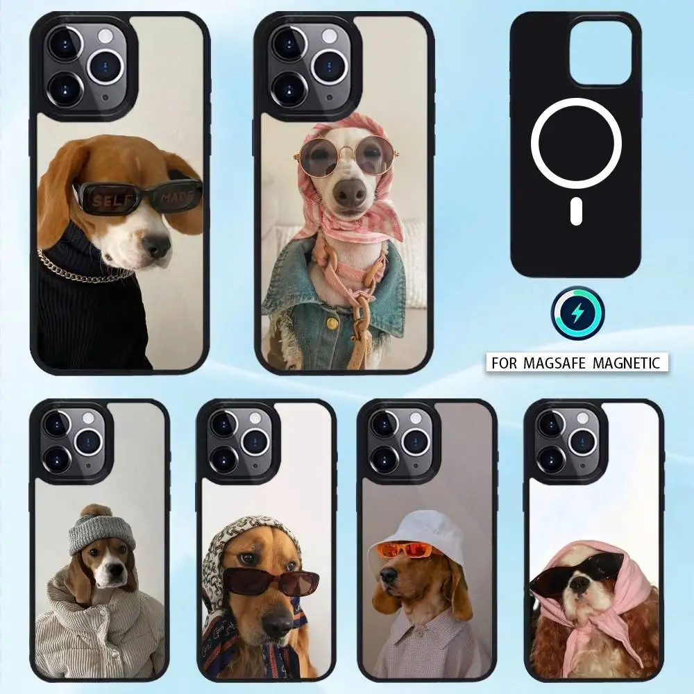

Магнитный чехол для телефона P-Pet P-Puppy Dog Cute для iPhone 17, 16, 15, 14, 13, 12 Pro Max, совместимый с беспроводной зарядкой MagSafe
