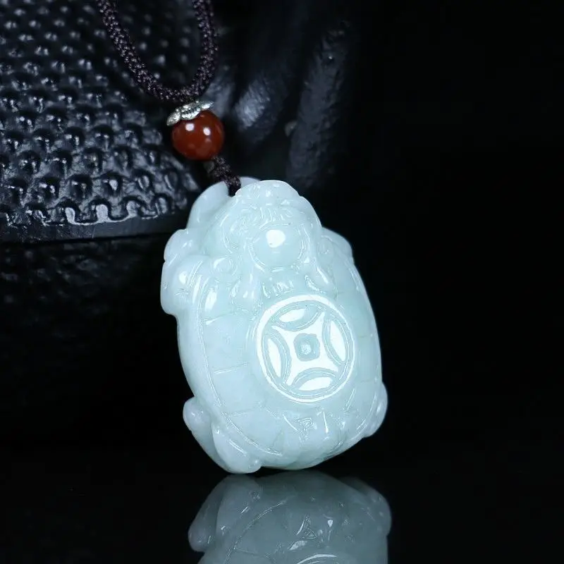 Natural Genuine Light Green A Jade Jadeite Turtle Pendant