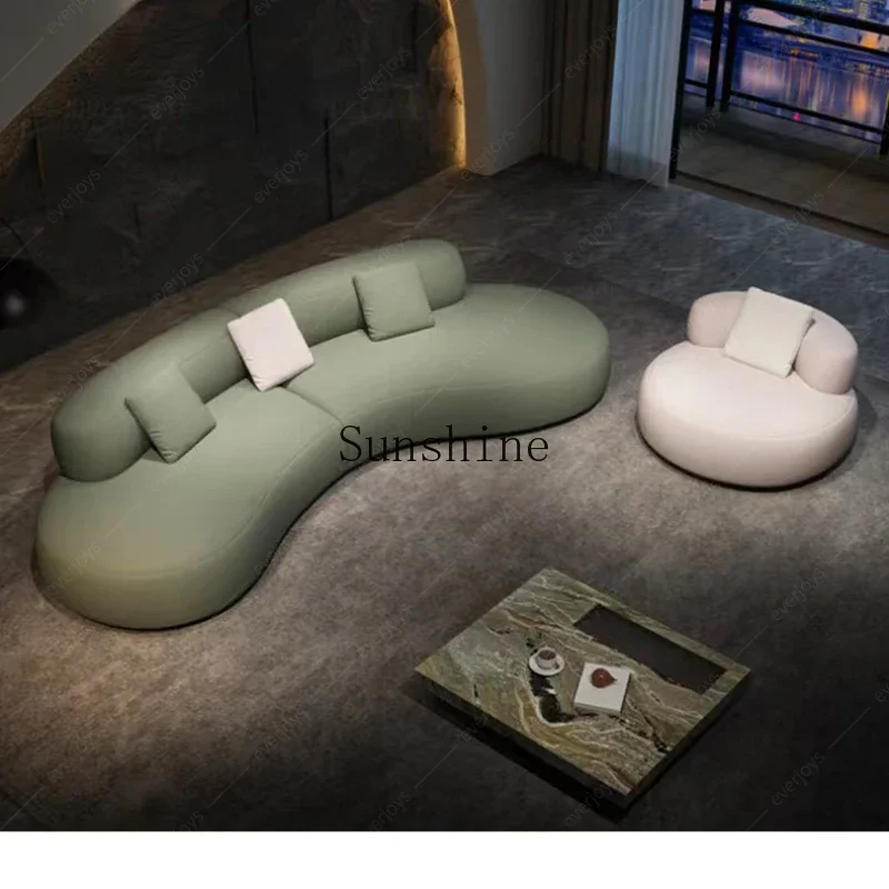 

Modern simple special-shaped corner high-end lamb wool moon sofa living room