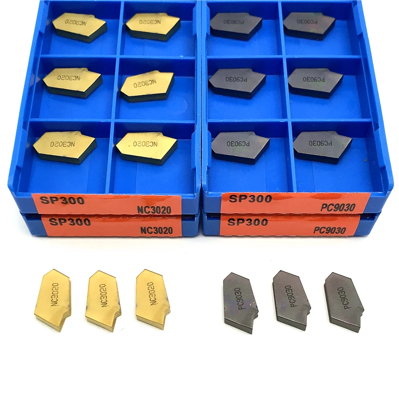 Herramienta de torneado ranurado de Metal, insertos de carburo ranurado, separación y ranurado, herramienta de torno, SP200, SP300, SP400, PC9030,