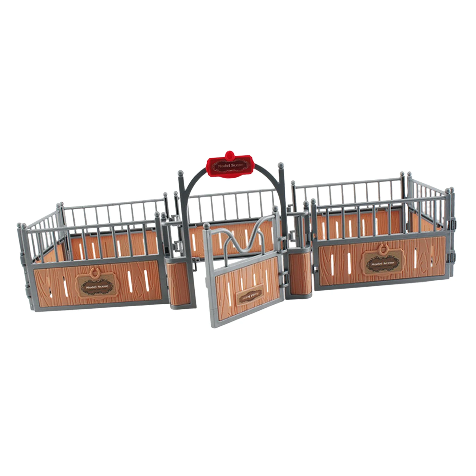 Toys Model Realistic Horse Stable Model Horse Corral Fencing Horse Stall Miniature Scene Layout for Kids Decoration