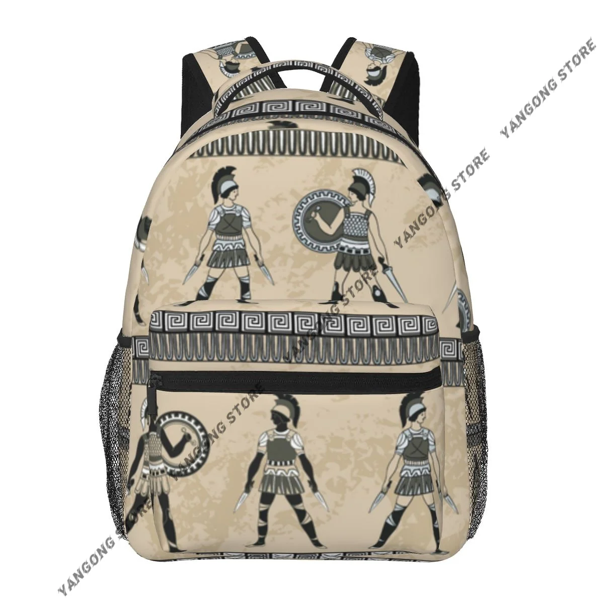 Teenager Bookbag Backpack Travel Bag Ancient Greek Fighting Traditional Ethnic Background Backpack For Laptop School Bags