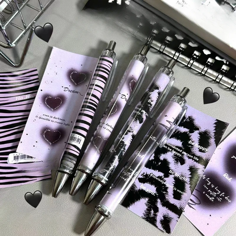 Popular Purple Color 0.5mm Black Push Test Gel Pen School Supplies Aesthetic Stationery Kawaii Creative Student Holiday Gifts