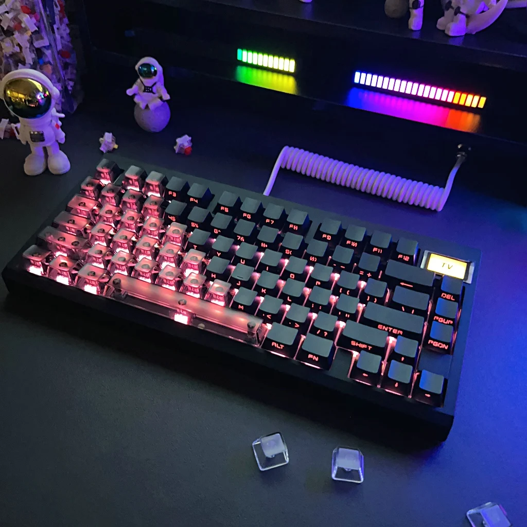 MiFuny Translucent Keycap Set PBT Custom Side Caving Cap OEM Profile Key Cap for Mechanical Keyboard Accessory Gift Aula F75