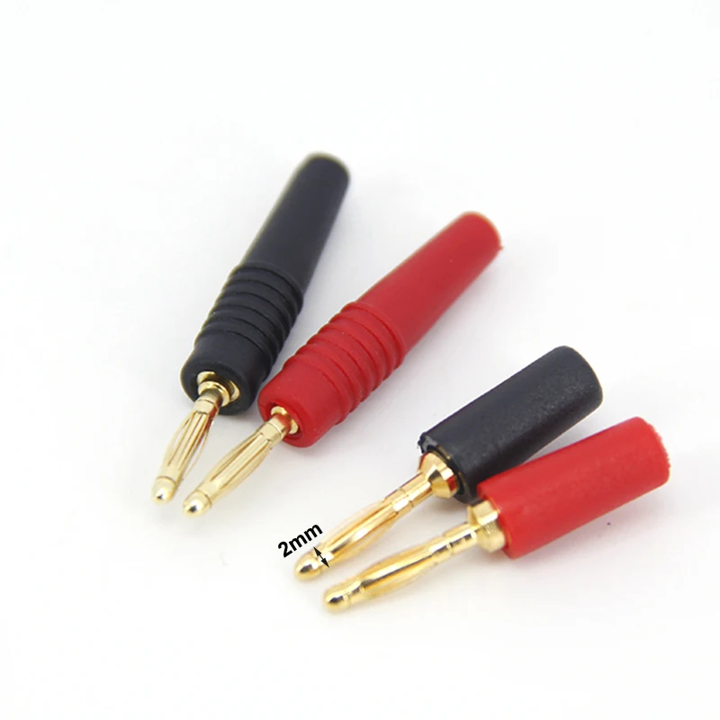 2 types 2MM Gold Plated Banana Plug socket Electrical Connector Adaptor Black Red  for Test Probes lead Instrument Meter a1