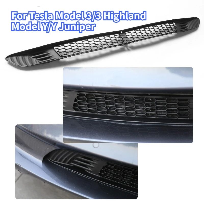 For Tesla Model 3 Y 2026 Air Intake Insect Proof Net Split Front Bumper Inlet Protective Mesh Cover Car Modification Accessories